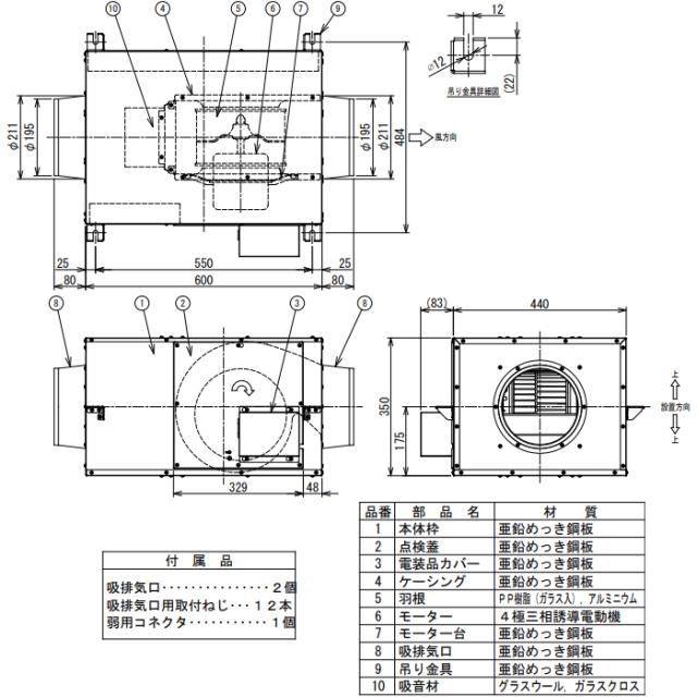 日本キャリア DVS-100TUK ストレートダクトファン 消音形 換気扇 三相200V 旧東芝キャリア