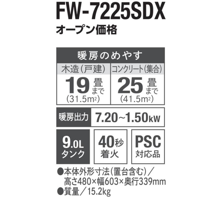 ダイニチ工業 FW-7225SDX(W) 家庭用石油ファンヒーター SDXタイプ 9L