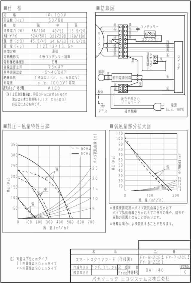 パナソニック FY-6HZC5-S スマートスクエアフード レンジフード 幅60cm