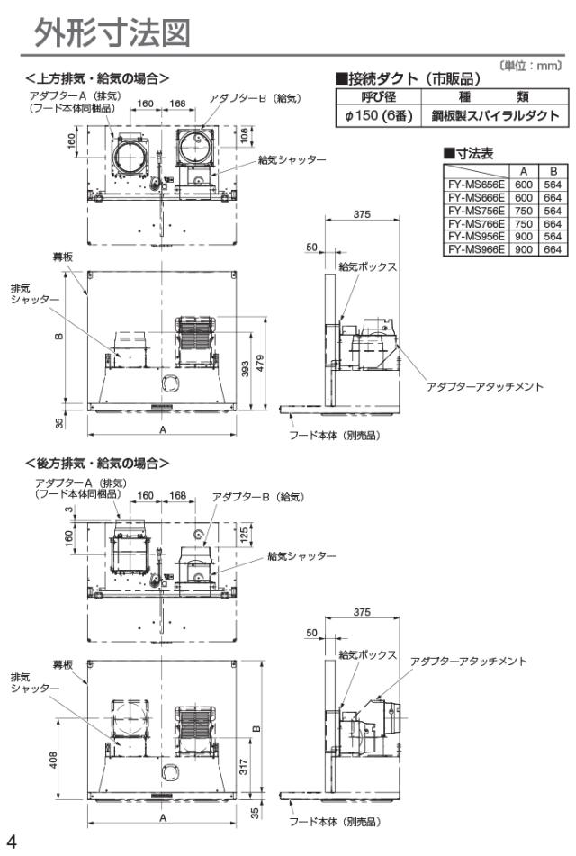 パナソニック FY-MS666E-S レンジフード用部材 スマートスクエアフード