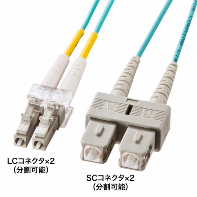 サンワサプライ HKB-OM3LCSC-01N メガネ型光ファイバケーブル(マルチ50μmOM3・LC×2-SC×2・1m) SANWASUPPLY