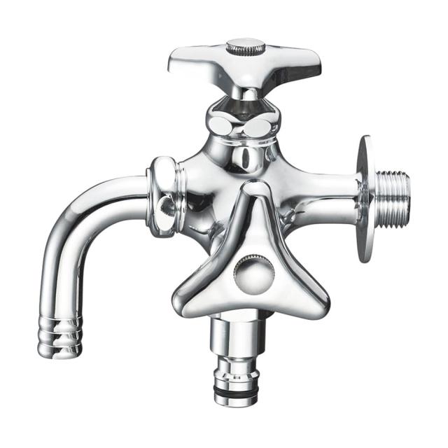 三栄水栓 F126V-13 散水用二口横水栓 SANEIの通販は 8,039円