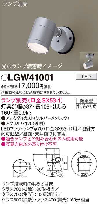 送料無料) パナソニック LGW41001 エクステリアスポットランプ別売GX53