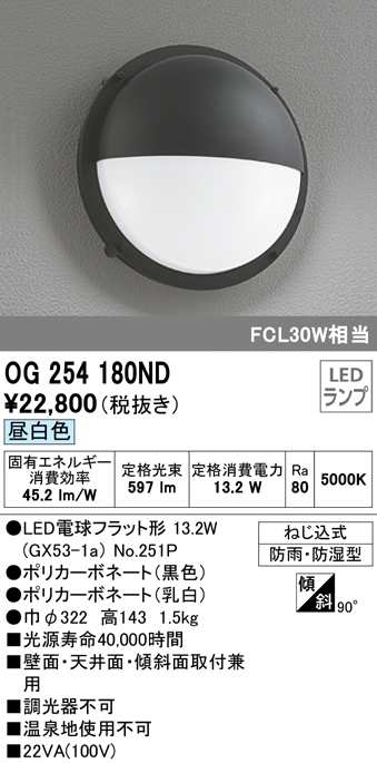 (送料無料) オーデリック OG254180ND エクステリアライト LEDランプ 昼白色 ODELICの通販は