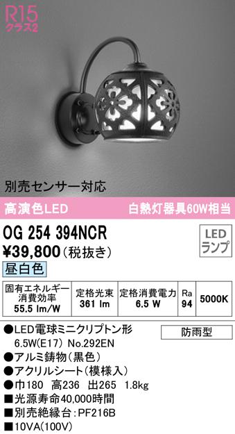 オーデリック OG254394NCR エクステリアライト LEDランプ 昼白色 ODELIC