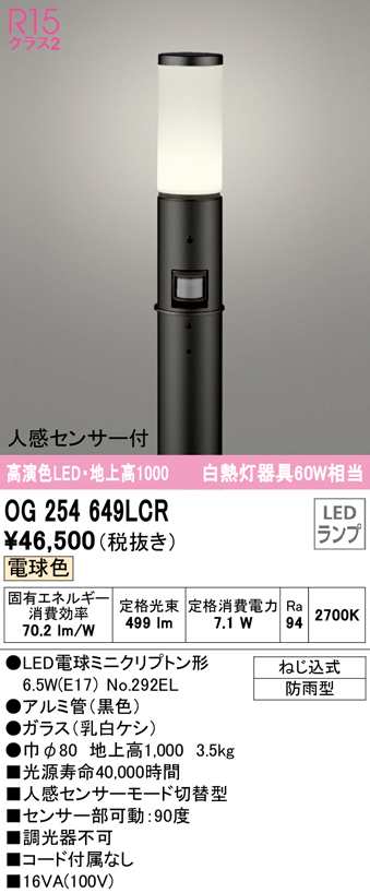 (送料無料) オーデリック OG254649LCR エクステリアライト LEDランプ 電球色 人感センサー付 ODELIC