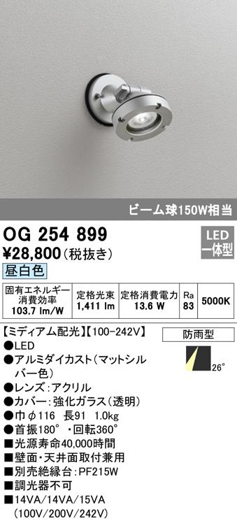 オーデリック OG254899 エクステリアライト LED一体型 昼白色 ODELIC
