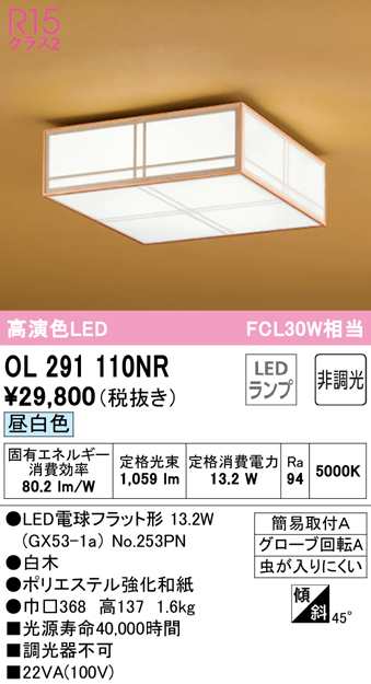 (送料無料) オーデリック OL291110NR 小型シーリングライト LEDランプ 昼白色 非調光 ODELIC