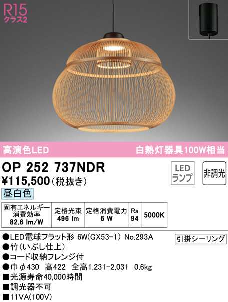 (送料無料) オーデリック OP252737NDR ペンダントライト LEDランプ 昼白色 非調光 ODELIC