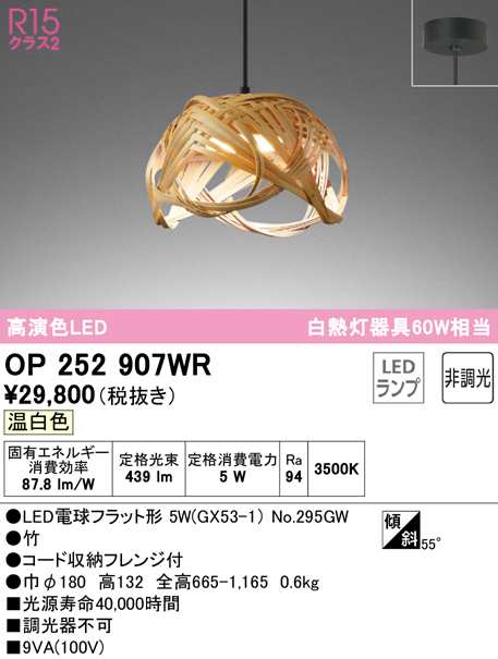 (送料無料) オーデリック OP252907WR ペンダントライト LEDランプ 温白色 非調光 ODELICの通販は