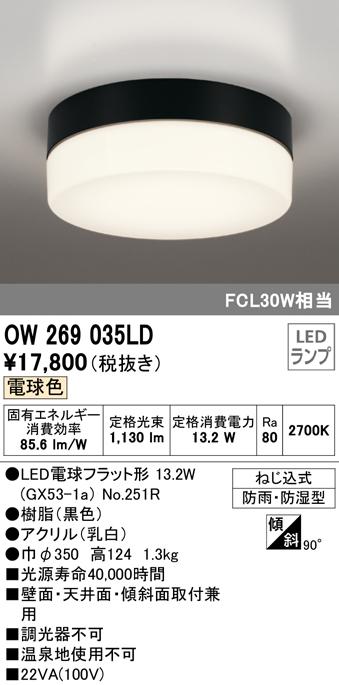 (送料無料) オーデリック OW269035LD バスルームライト LEDランプ 電球色 ODELICの通販は