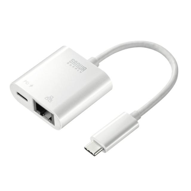 サンワサプライ USB-CVLAN7W USB3.2 TypeC-LAN変換アダプタ(PD対応・ブラック)の通販は 5,210円