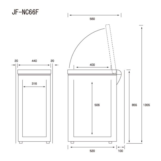 Haier JF-NC66F(W) ハイアール JF-NC66F-W 上開き式冷凍庫 66L