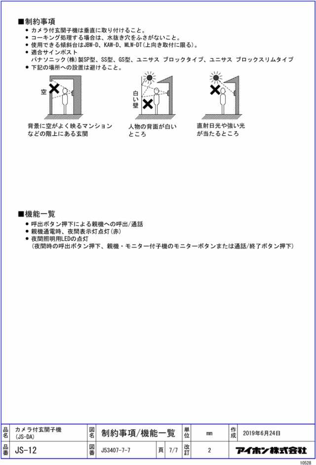 アイホン JS-12 テレビドアホン インターホン セット モニター付き ROCO AC電源直結式 シンプル 防犯 セキュリティ  aiphoneの通販はau PAY マーケット 住設と電材の洛電マート au PAY マーケット－通販サイト