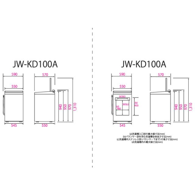 ハイアール JW-KD100A-W 全自動洗濯機 10.0kg ホワイト 液体洗剤・柔軟剤自動投入 DDインバーターモーター お急ぎコース10分 Haier (法人限定) (代引不可)
