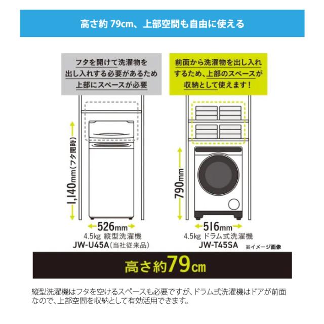 ハイアール JW-T45SA-W ドラム式洗濯機 4.5kg ホワイト お湯洗い機能 快速コース しわケア脱水 Haier (法人限定) (代引不可)