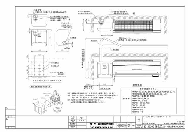 オーケー器材 K-DU156KV ドレンポンプキット 中揚程タイプ (2/2.5m 