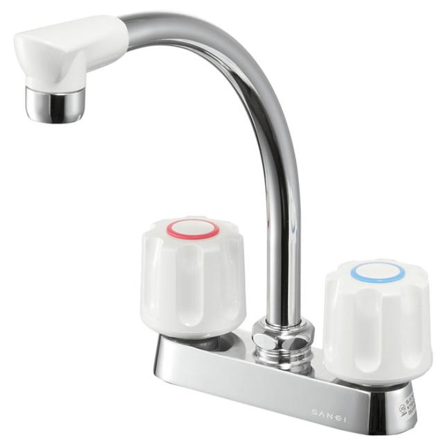 三栄水栓 K71D-W ツーバルブ台付混合栓(共用形) SANEI