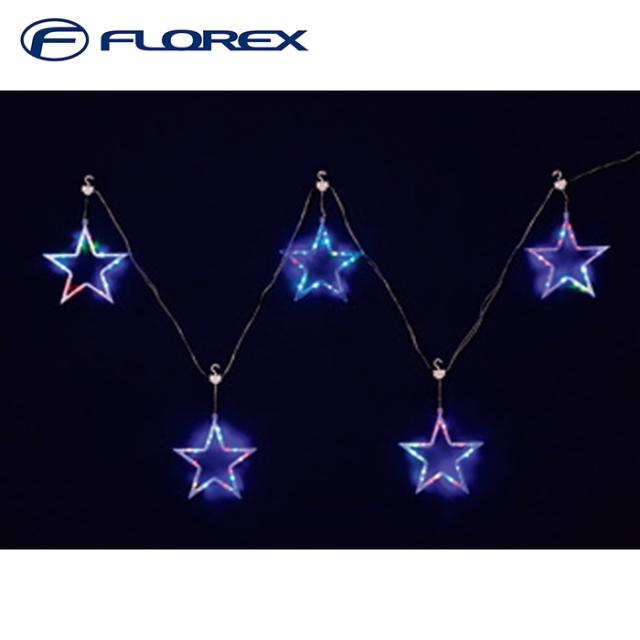 フローレックス KT-3672 ニュー5連スターレインボーカラーLEDカーテンライト イルミネーション クリスマス Xmas FLOREX (代引不可)