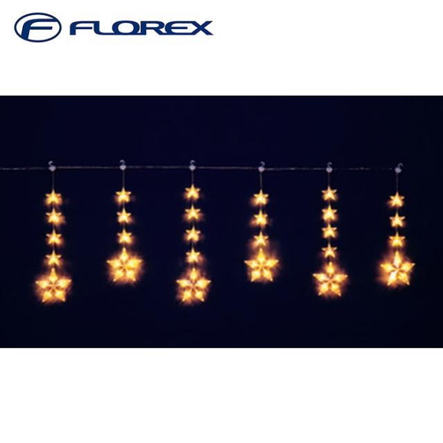 フローレックス KT-3778 6連ゴールドLEDスターカーテンライト イルミネーション クリスマス Xmas FLOREX (代引不可)