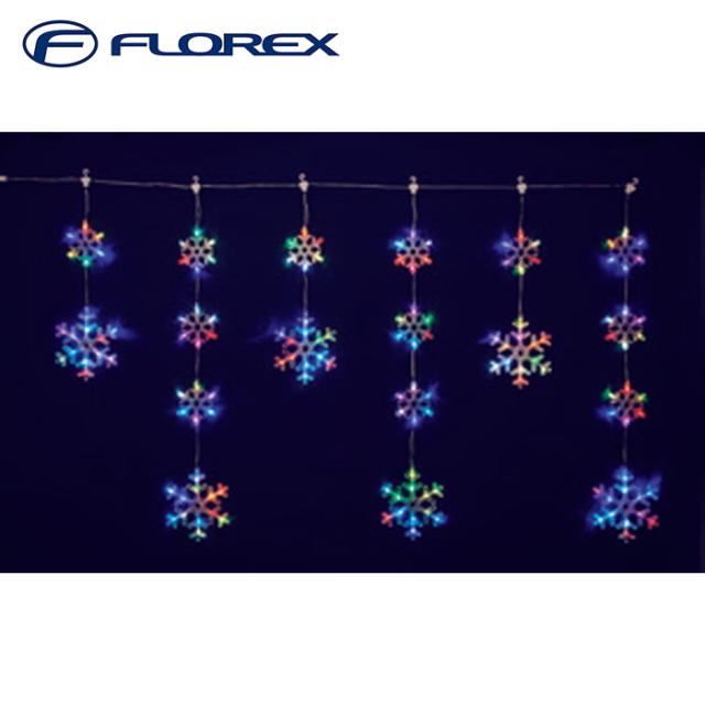 フローレックス KT-3781 6連レインボーカラーLEDスノーフレイクカーテンライト イルミネーション クリスマス Xmas FLOREX (代引不可)