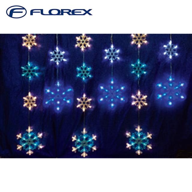 フローレックス KT-3783 6連ジュエルLED スノーフレイクカーテンライト イルミネーション クリスマス Xmas FLOREX (代引不可)