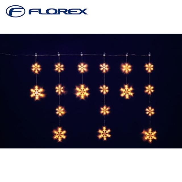 フローレックス KT-3784 6連ゴールドLEDスノーフレイクカーテンライト イルミネーション クリスマス Xmas FLOREX (代引不可)
