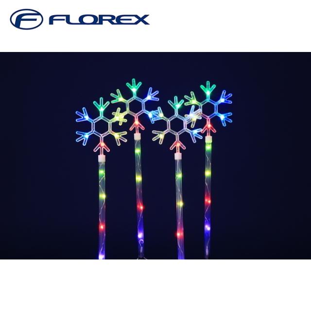 フローレックス KT-3828 APPスマートLED4連スノーフレイクガーデンスティック 40球 イルミネーション クリスマス Xmas FLOREX (代引不可)