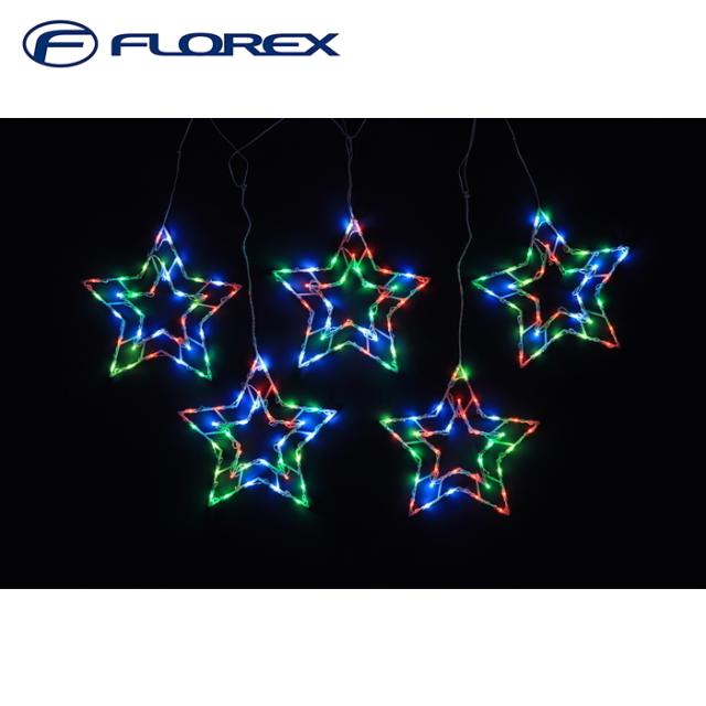 フローレックス KT-3861 APPスマートLED5連スターカーテンライト イルミネーション クリスマス Xmas FLOREX (代引不可)