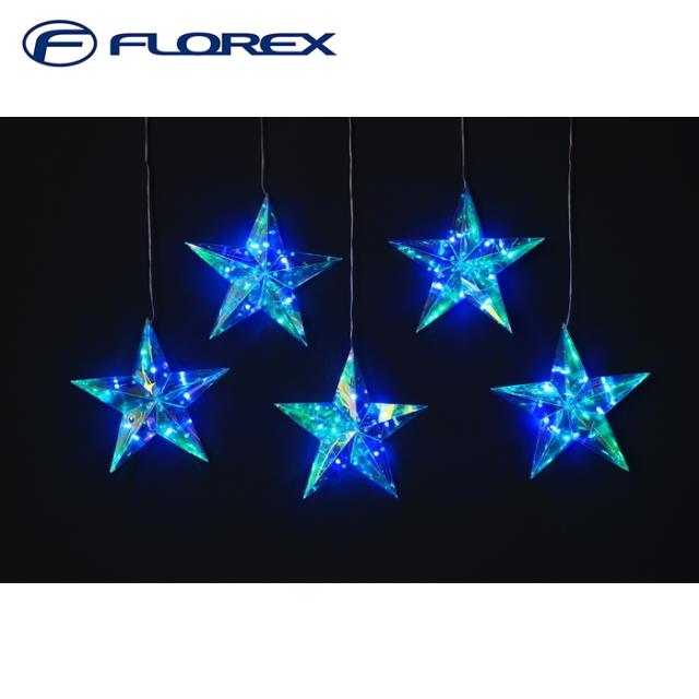 フローレックス KT-3880 APPスマートLED5連スターカーテンライト (レインボーフィルム) 25球 イルミネーション クリスマス Xmas FLOREX (代引不可)