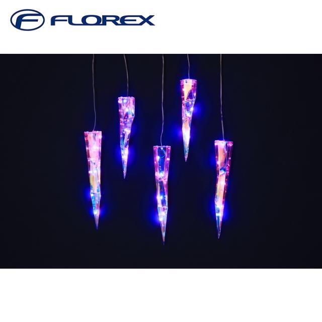 フローレックス KT-3882 APPスマートLED5連アイスクルカーテンライト (レインボーフィルム) 25球 イルミネーション クリスマス Xmas FLOREX (代引不可)