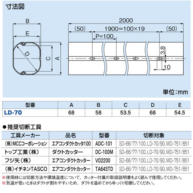 因幡電工 スリムダクトLD 配管化粧カバー LD-70-K ブラック (10本