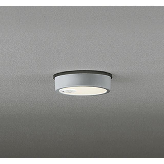 オーデリック OG254538R 軒下用シーリングライト 白熱灯器具60W相当 人感センサーON-OFF型 電球色 マットシルバー 防雨型 ODELIC