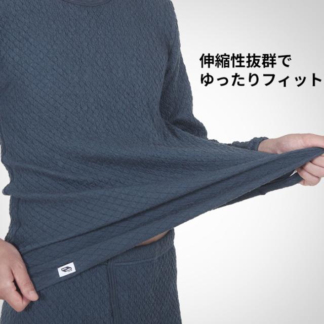 ひだまり チョモランマ QMS922 紳士長袖丸首シャツ Lサイズ ネイビー 身長(参考)175〜185用 ネービー メンズ 肌着 保温 インナー 防寒着  抗菌 防臭 ダンロン サピウム 作業着 Chomolungma_4