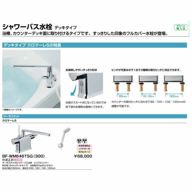 INAX・LIXIL 浴室水栓 BF-WM646TSG(300) デッキタイプ サーモスタット付シャワーバス水栓 エコフルスプレーシャワー - 5