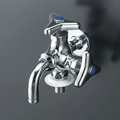 KVK K124BNJ 二口横水栓(ツバ付ワンタッチニップル付) (代引不可)の通販は