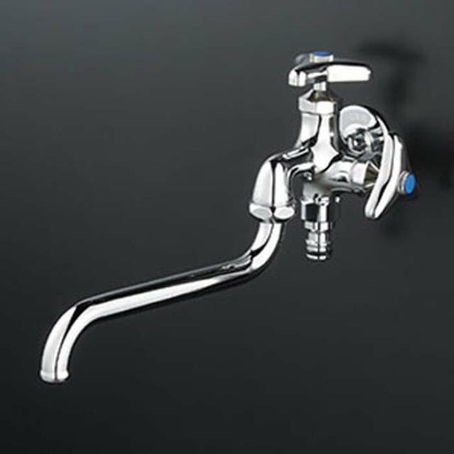 KVK K21SPZ 屋外ホース接続ニップル付二口自在水栓(寒冷地用)(代引不可)