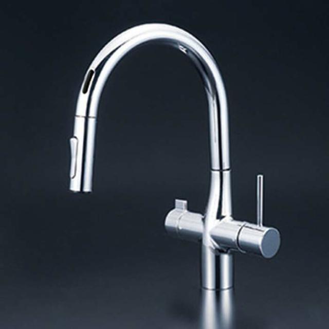 KVK KM6091DEC ビルトイン浄水器用シングルシャワー付混合栓(センサー) 電池(代引不可)
