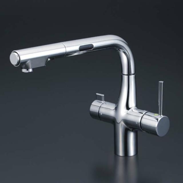 KVK KM6131EC ビルトイン浄水器用シングルシャワー付混合栓(センサー付)(eレバー)(代引不可)