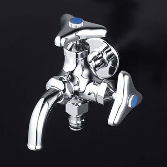 KVK K124SPJ 屋外ホース接続ニップル付二口横水栓(代引不可)の通販は 7,314円