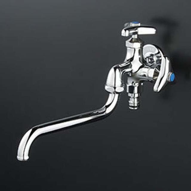 KVK K21SPJ 屋外ホース接続ニップル付二口自在水栓(代引不可)