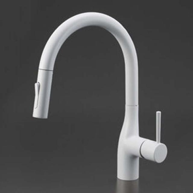 KVK KM6061ECM4 シングルシャワー付混合栓(ｅレバー)マットホワイト(代引不可)