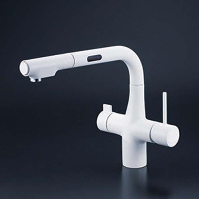 KVK ビルトイン浄水器用シングルシャワー付混合栓(センサー) マットホワイト KM6091ECM4 KM6131DEC] KVK 水栓 ビルトイン浄水器用シングルシャワー付混合栓