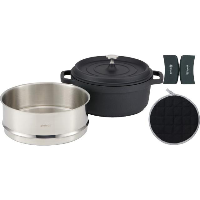 XC-4BK ジョイア キャセロール24cm&蒸し器4点セット ギフト 内祝い 贈り物 贈与品 プレゼント お返し (代引不可) (のし包装無料対応可)の通販は 16,500円