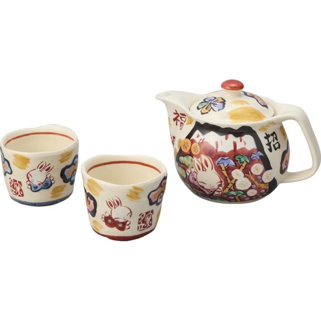 夕立窯 YK780 和茶ポット＆小湯呑2個セット(赤富士) ギフト 内祝い 贈り物 贈与品 プレゼント お返し 富士日記 (代引不可) (のし包装無料対応可)の通販は