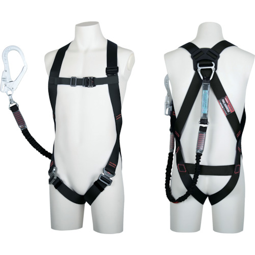 藤井電工 TH-510-NV93SV-OT-BLK-L-R23-BX ツヨロン ライトハーネスランヤード付 TH-510-NV93SV-OT ノビロン 黒 Lサイズ FUJIIDENKO
