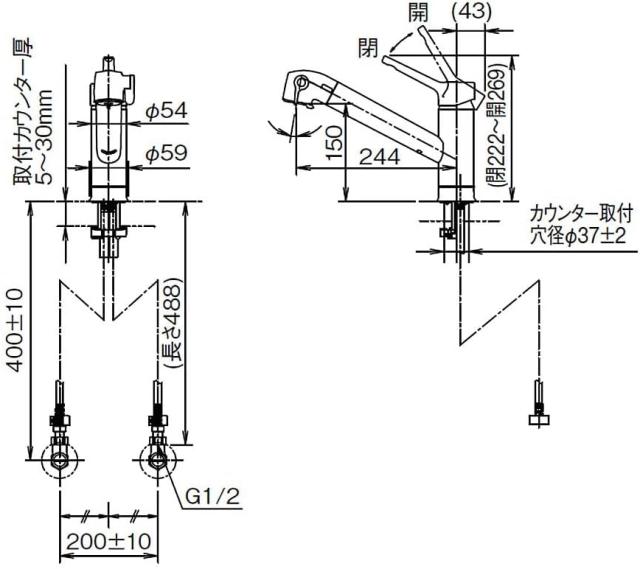 リクシル イナックス RJF-871Y 浄水器内蔵 キッチン用 ワンホール シングルレバー混合水栓 一般地用 エコハンドル 省エネ 水栓金具 LIXIL INAXの通販は