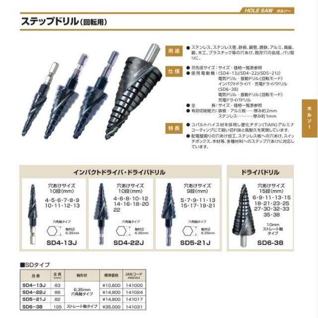 ハウスビーエム SD4-22J ステップドリル ハウスBM