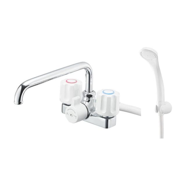 KVK シングルシャワー付混合栓（eレバー） マットホワイト