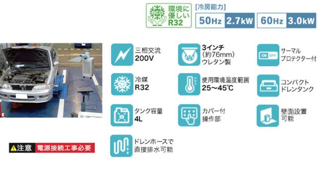 ナカトミ SPC-28D ドレンレススポットクーラー 三相200V 冷媒R32 スポットエアコン 冷房 熱中症対策 業務用 全閉式ファンモーター搭載 NAKATOMI (法人限定) (代引不可)_2